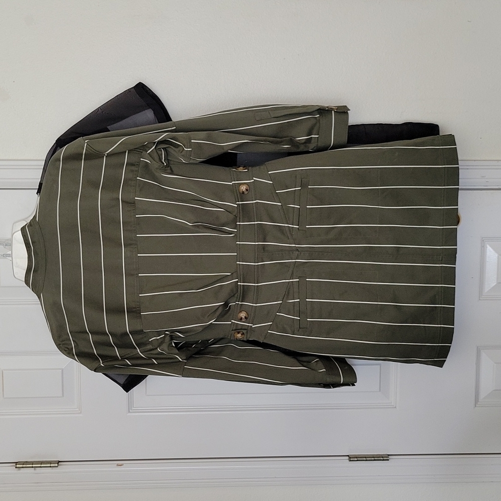 NWT Derek Lam 10 Crosby Loden Military Green Olive Utility Dress - Picture 2 of 12